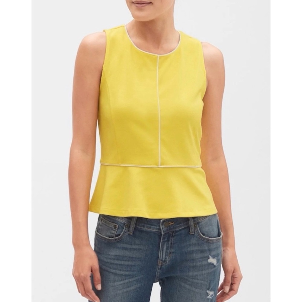 Banana Republic Yellow Piped Peplum Tank Size Large